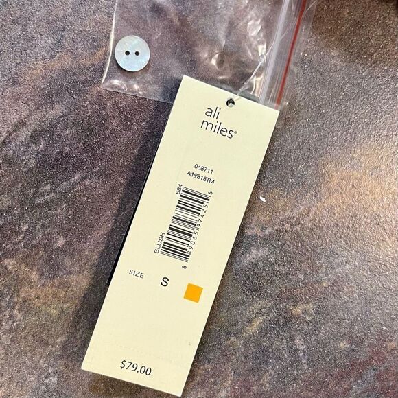 NWT Ali Miles Sparkle Blush 3/4 Sleeve Embroidered Sweater Sheer Back Small - Picture 12 of 14